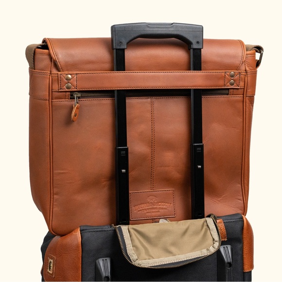 Roosevelt Buffalo Leather Satchel Messenger Bag | Amber Brown NIB - Picture 5 of 6